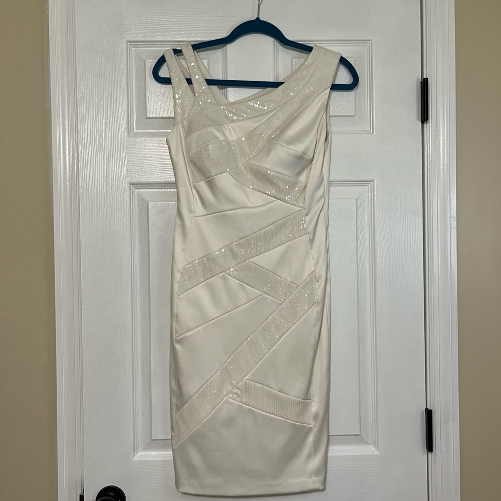 Off-white sequined cocktail dress